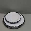 Bluesky Contemporary Collection Combo White Plates with Black Rim - 7.5" - 10.5" (Pack of 32) - Sleek Modern Design - Perfect for Entertaining & Everyday Use