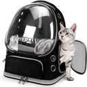 Cawypety Cat Backpack Carrier, Breathable Cat Carrier Large Space Bubble Pet Backpack for Kitty Small Dog up to 12lbs, Transparent & Foldable Pet Carrier for Travel Hiking (Black
