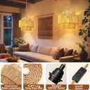 Maliralt Hanging Lamps Rattan Pendant Light - 16.4ft Plug in Cord Hanging Light Fixture Plug Into Wall Outlet Pendant Lighting with On Off Switch for Bedroom Living (Lantern Shade)
