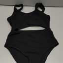 Girl's Cute Rib Knit One Piece Swimsuit Cut Out Scoop Neck Bathing Suits Beach Sports Swimwear Beachwear,12-13Y