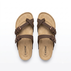 KIDMI Women's Cork Footbed Sandals with Toe Loop Comfortable Slip On Slides
Adjustable Buckle Straps, Summer Travel Sandals, Beach Casual Style, 40 Size
