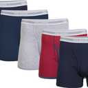 Gildan Men's Underwear Boxer Briefs, Multipack, Navy/ Heather Navy/ Sport Grey/ Dot/ Navy (5-Pack), Large