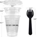 Zezzxu 50 Pack 12 oz Disposable Parfait Cups with Lids No Hole, Toppings Compartment and Spork, Yogurt Conatiner with Granola Holder for Take Away Breakfast and Snacks, No Leaking