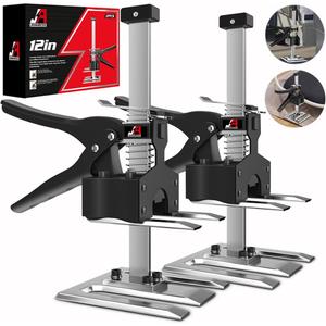 Labor Saving Handle 2 Pack,12 in Construction Jack,Multifunctional Furniture Lifter Jacks for Installing Cabinets and Wall Tile Height Adjuster Handheld Tool, Load 440LBS (Black)