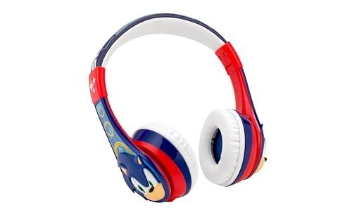 eKids Sonic The Hedgehog Bluetooth Headphones for Kids, Wireless Headphones with Microphone Includes Aux Cord, Volume Reduced Kids Earphones for School, Home, or Travel
