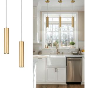 Brass Gold Pendant Light Fixture, Modern Hanging Light for Kitchen Island Dining Room Bedroom (2 Pack), PL4830-1P-BB