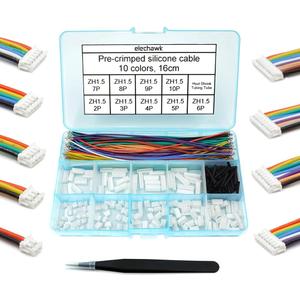 ZH 1.5MM Connectors and 28AWG Pre-Crimped Silicone Cables kit Compatible with JST ZH 1.5 Connector 2/3/4/5/6/7/8/9/10 Pin Housing Adapter Cable with Length of 160mm (6.3inch) Wire