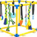 Puppy Play Gym with 8 Hanging Toys for Teething &Chewing, Interactive Activity Center for Small Dogs to Relieve Boredom & Anxiety, Indoor Enrichment Toys to Keep Them Busy (Square)