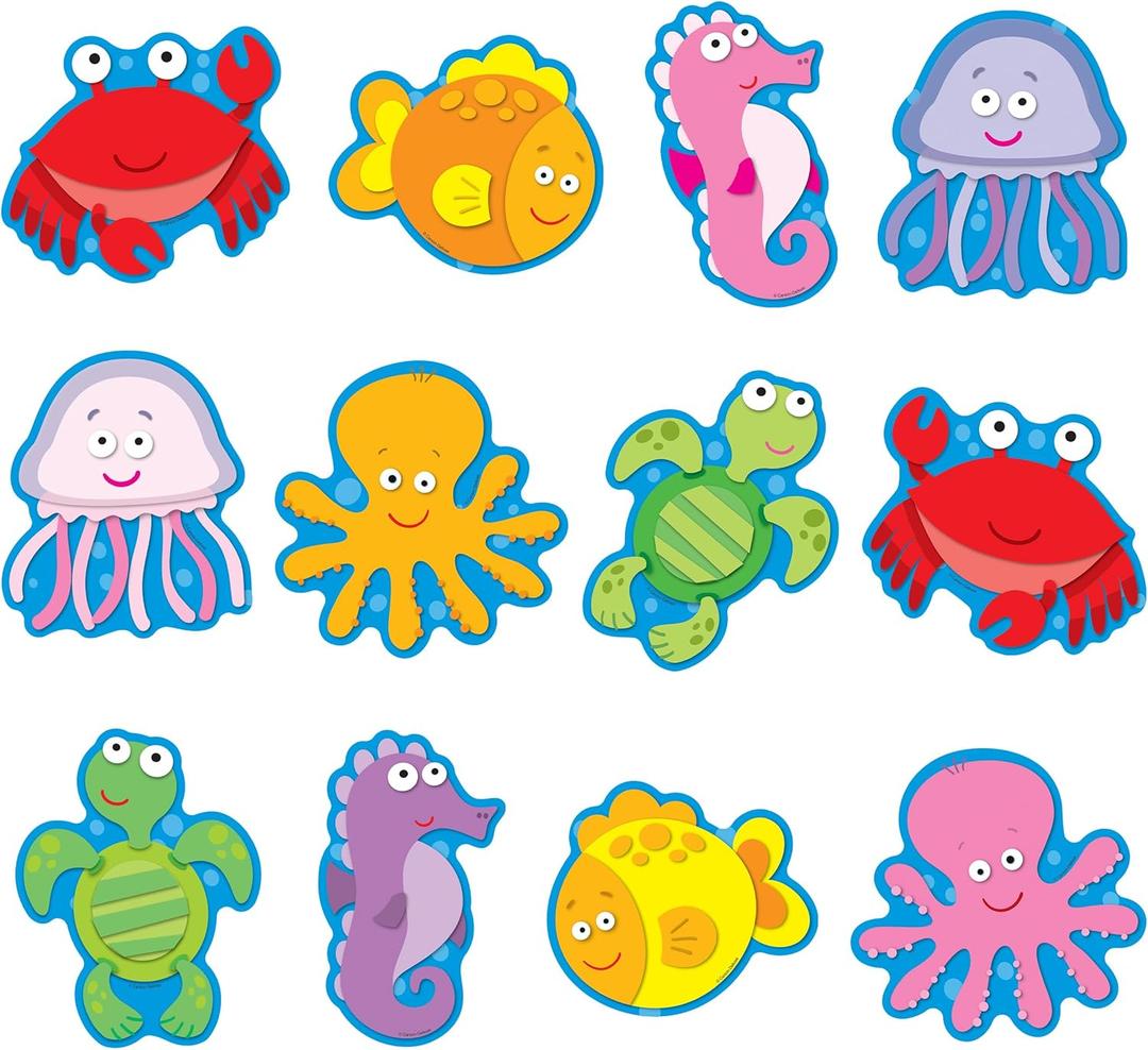 Carson Dellosa 36pc Sea Life Bulletin Board Decorations, Bulletin Board Sea Creatures & Fish Cutouts, Under The Sea Party Decorations, Classroom Decor, Ocean Decor, Summer Bulletin Board Decorations