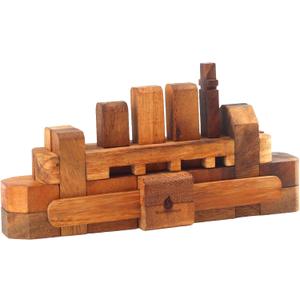 Wooden Kumiki Brain Teaser Puzzle for Adults  Handmade 3D Interlocking Wooden Puzzle Game  Classic Japanese Logic Puzzle  Mind Challenge Gift for Adults, Wooden Desk Toy & Decor (Boat)