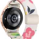 Stretchy Bands Compatible with Samsung Galaxy Watch 7 6 5 4 FE Band 40mm 44mm/5 Pro Band/Galaxy Watch 6 4 Classic 47mm 43mm 42mm 46mm, One Click No Gap Gradient Print Nylon Strap