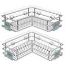 Nieifi Corner Shower Shelves Stainless Steel, Adhesive Shower Caddy Basket Rack with Hooks, Rust Proof for Bathroom Shelf Shampoo Holder (Silver, 2 Pack)