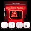 Horror Movies and Chill Neon Sign, USB Powered LED Light Decor | Movie Room Wall Decor for Bedroom, Game Room, Halloween Party, Home Theater and Horror Fans Gift