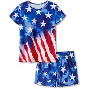 Tebbis Tween Girls Pajamas Trendy Tie Dye Spiral 2-Piece Shirt & Shorts PJ Set Jammies Size 10