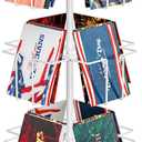3 Tier Rotating Greeting Card Display Stand with 12 Pockets, Metal Greeting Card Rack for Stickers, Photocard, Brochures, Countertop Postcard Holder Display Stand for Home, Showcase, Retail (White)