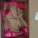 PIZZ ANNU Women's Low Block Chunky Heels Sandals Comfortable Open Toe Ankle Strap Party Dress Pump Shoes Strappy Buckle Heeled Sandal with 2 Inches Tall Thick Heel Design Size 10 (Pink)