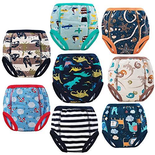MooMoo Baby 8 Packs Potty Training Pants Cotton Absorbent Training Underwear for Toddler Baby Boy/Girl 4T