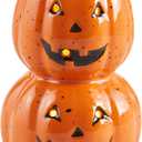 Mud Pie Led Taper Holder; Pumpkin, 2.8" Dia x 4" H