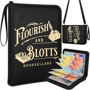 for 4 Pocket Card Binder with 440 Pockets - Trading Card Collection Album Folder for Men Boys Teens Bookstore Design for Sports Cards Game Cards with Zipper Hand Carrying Rope