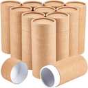 BENECREAT 10PCS 100ml/ 3.5oz Kraft Paperboard Tubes Round Kraft Paper Containers for Pencils Tea Caddy Coffee Cosmetic Crafts Gift Packaging, Light Khaki