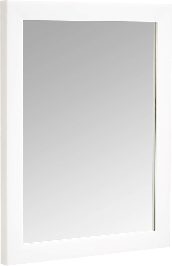 Amazon Basics Rectangular Wall Mount Mirror for Bedroom, Living Room, Entryway, Standard Trim, 16" x 20", White