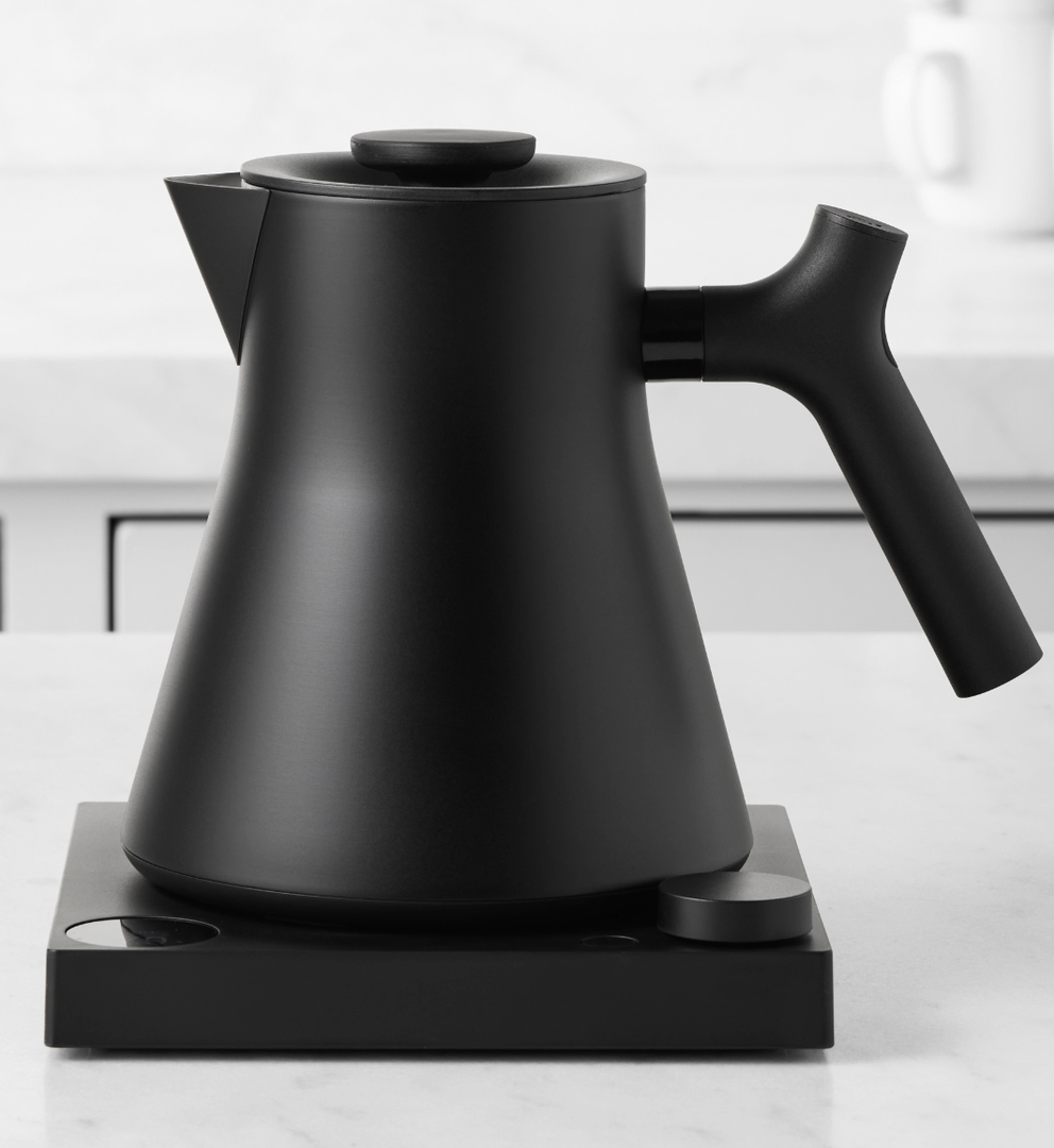 Fellow Corvo EKG Pro Electric Tea Kettle - Quick Heating, Precise Temperature Control Electric Kettle, Scheduling, Built-in Brew Timer for Boiling Water - Matte Black - 0.9 Liter