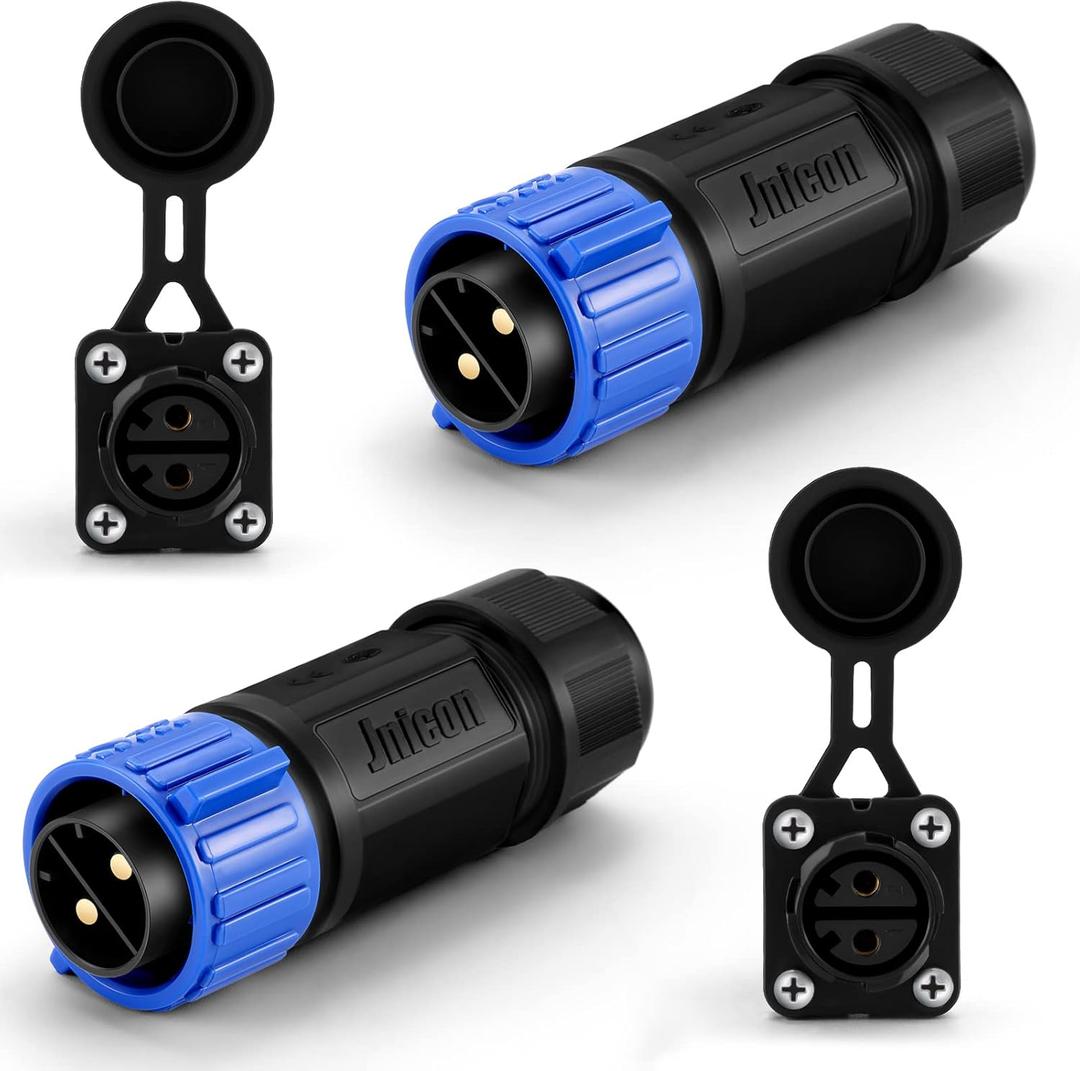 Amylove 2 Pack Trolling Motor Plug Receptacle Set 12/24/36/48 Volt Waterproof Boat Plug Boat Power Connector for Trolling Motor Fishing Reel Down Rigger (Blue)
