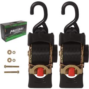 MOTO4U 2" x 8.8' Bolt-On Retractable Ratcheting Tie-Down Strap AutoRetract Marine Strap Transom Tie Downs w/S Hook for Motorcycle Boats Trailersone Pair