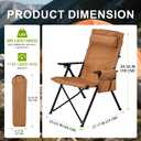 Camping Chairs for Adults-Adjustable 95°-135° Hign Back Heavy Duty Folding Lawn Chairs with Detachable Headrest, Side Pocket, Hold Up 300 Lbs, Yellow