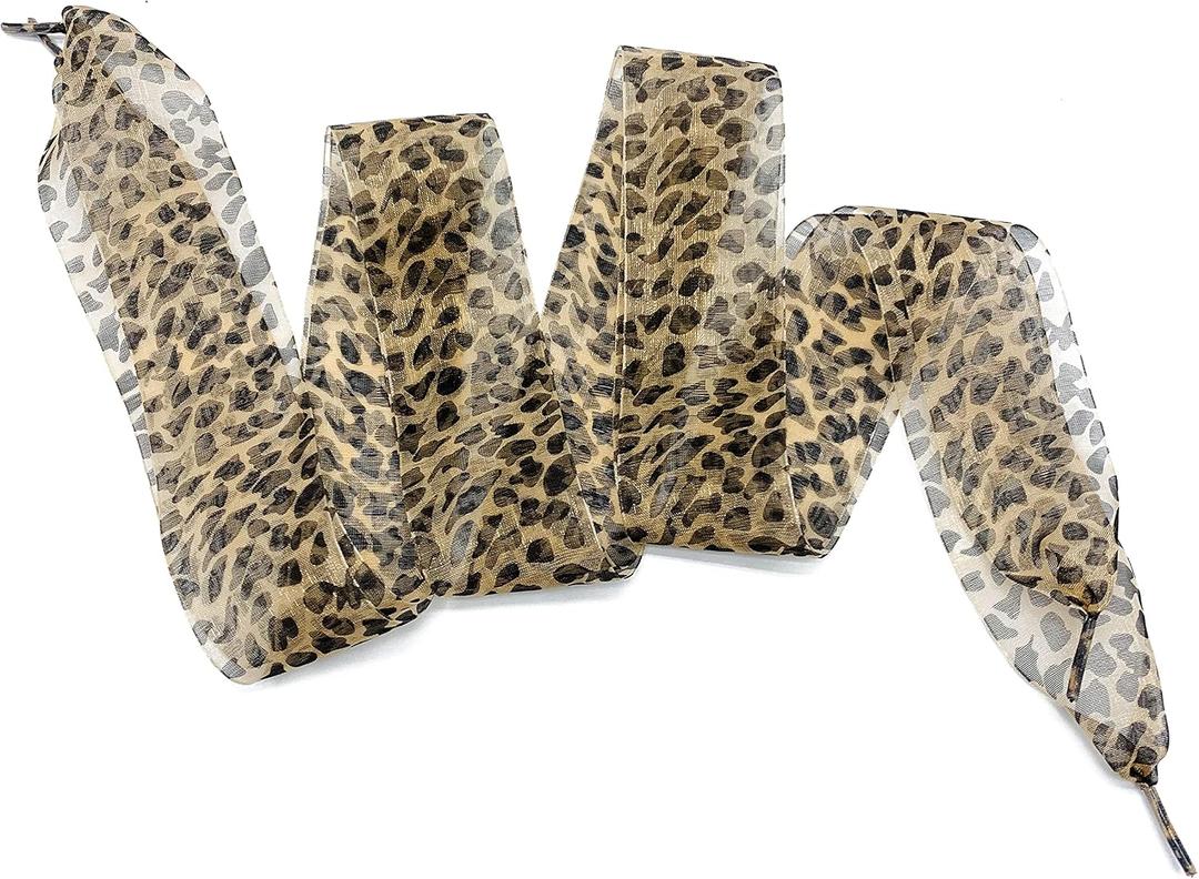3 x "N/A" Fashion Leopard Shoe Laces, Soft Satin Ribbon Shoelaces for Casual Shoes Shoestring for Women Girls 4CM Wide 1 Pair