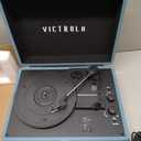 Victrola Journey Bluetooth Portable Suitcase Record Player  with Built-in Speakers, 3 Speed Vinyl Record Player, RCA Out, Headphone Jack (Smoky Blue)