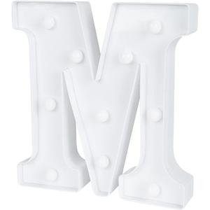 Restaurantware Illumify 8.1 x 1.2 x 8.7 Inch Light Up Letter 1 Durable Marquee LED Light - Letter M Touchproof White Plastic Party Light Keyhole Slot For Parties Weddings Or Special Events