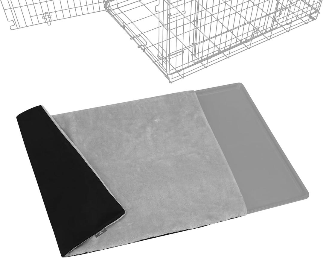 Explore Land Dog Crate Pan Cover with Fluffy Top and Waterproof TPU Lining, Washable Pan Enclosure Cover for 42 inch Pet Cage (Gray)