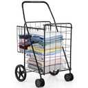 Folding Shopping Cart with Swiveling Wheels and Dual Storage Baskets