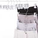 13 Inch White Heavy Duty Add-on Stackable Metal Hanger for Trousers Pants Skirt with Extra Strong Clips Pack of 10