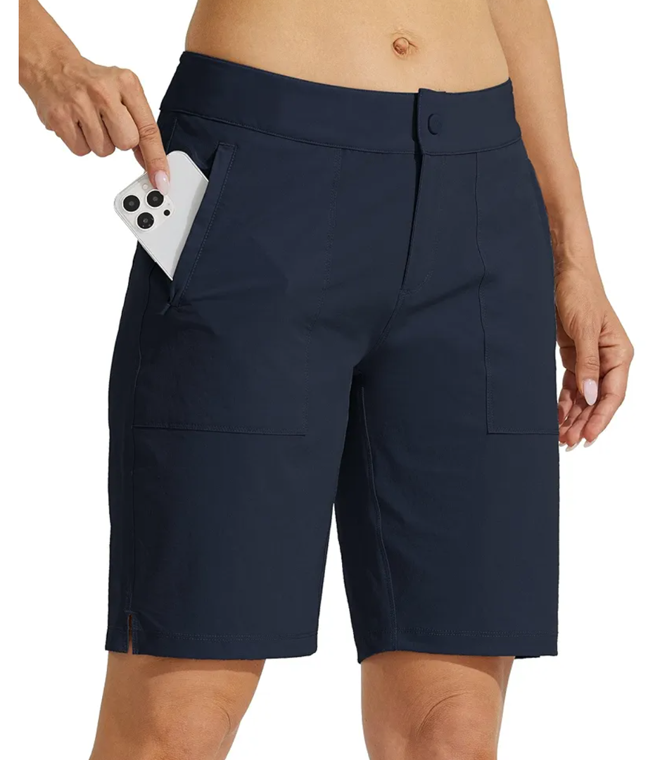 Willit Women's Golf Hiking Shorts 8" Quick Dry Athletic Long Casual Summer Shorts Zipper Pockets Water Resistant Lightweight, Deep Grey, 

Size 8