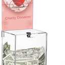 Youeon Large Acrylic Donation Box with Lock, 6.7 x 5 x 16 in Clear Suggestion Box with Slot and Lock, Ballot Tin with Sign Holder for Tip, Comment, Voting, Charity, Fundraising