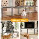 Extra Wide Baby Gate Playpen with Heat-Resistant Mesh,6 Panel Foldable Baby Fence,Indoor/Outdoor Safety Barrier,Dog Playpen & Fireplace Gate Gray