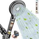 FEELSO Filtered Shower Head with Handheld, High Pressure 6 Spray Mode Showerhead with Filter, 15 Stages Water Softener Filters Beads for Hard Water-Remove Chlorine, Reduce Dry Itchy Skin, Extra Filter (Matte Black)
