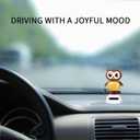 Solar Powered Toy Owl Dancing Figure, Cute Solar Dancing Shaking Head Animals for Car Dashboard Decoration and Desk Ornament (B-Brown)
