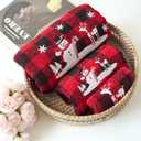 Marina Decoration Christmas Premium Luxury Decor Ultra Soft 100% Cotton Embroidered Bathroom Modern 3 Piece Towel Set, Red Black Plaid Snowman and Deer Pattern