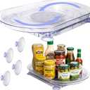 Rectangular Lazy Susan 16.5"x11" for Refrigerator Shelf - 180 Spinning Turntable Organizer with Suction Cups, Fits Fridge, Cabinet, Pantry & Countertop