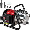 Water Transfer Garden Pump, 1.6 HP 1000GPH Portable Electric Shallow Well Jet Pump, Stainless Steel Sprinkler Pressure Booster Pump for Pool Draining, Lawn Fountain, Irrigation, Water Removal