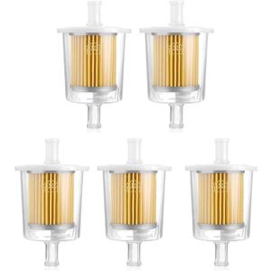3/8Inch (10MM) ID Fuel Line kits,5Pcs Gas Inline Fuel Filter Fits 3/8inch Fuel Line, Universal 3/8" Clear Fuel Filter for Motorcycles,ATV,Lawn Mowers,Small Tractors Garden Tillers