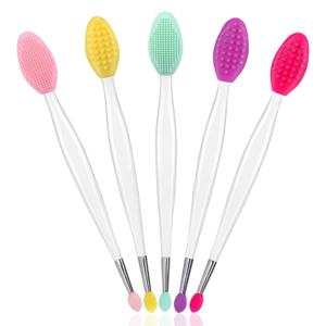 5 Pack in 1 Lip Scrub Brush,Lip Applicators and Facial Pore Cleansing Brush,Silicone Lip Mask Applicator for Lip Lightening,Makeup Skincare Removal,Exfoliating Dark Lips,Remove Blackheads