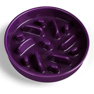 Ceramic Slow Feeder Dog Bowl, 1.5 Cups Dog Food Bowls for Small, Medium, and Large Breed, Anti-Slip Puzzle Food Dish to Slow Down Eating (Deep Purple, 1.5 Cups)