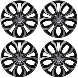 AutoBeeDen 4-Pack Universal Hubcaps Replacement R15 15 inch, Steel Wheel Rim Cover for Most Cars Trucks Sedans SUV, 15" 15 in Wheel Covers Hub Caps (Gray+Black Color)