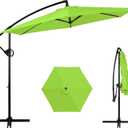 Shintenchi Patio Offset Umbrella with Easy Tilt Adjustment,Crank and Cross Base, Outdoor Cantilever Hanging Sunshade Canopy, Green