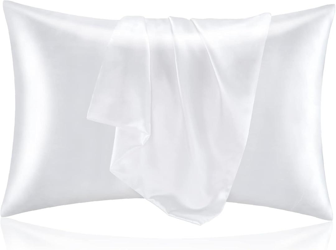 BEDELITE Satin Pillowcase for Hair and Skin, Super Soft and Cooling Similar to Silk Pillow Cases 2 Pack with Envelope Closure, Gift for Women Men(20"x36" King Size, White)