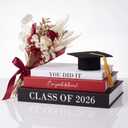 Threehoney 3 Pcs Graduation Table Centerpieces Class of 2026, Graduation Book Centerpiece Congratulate Grad Decoration Decorative Book Storage Box Table Home Party Decor(Black, White, and Red)
